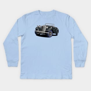 MG TC T-Type classic car in black Kids Long Sleeve T-Shirt